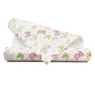 Dekorpapier Schmetterlinge weiß-rosa
