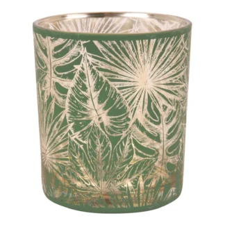 Windlichtglas Baroque Collection Green Leaves (10cm)